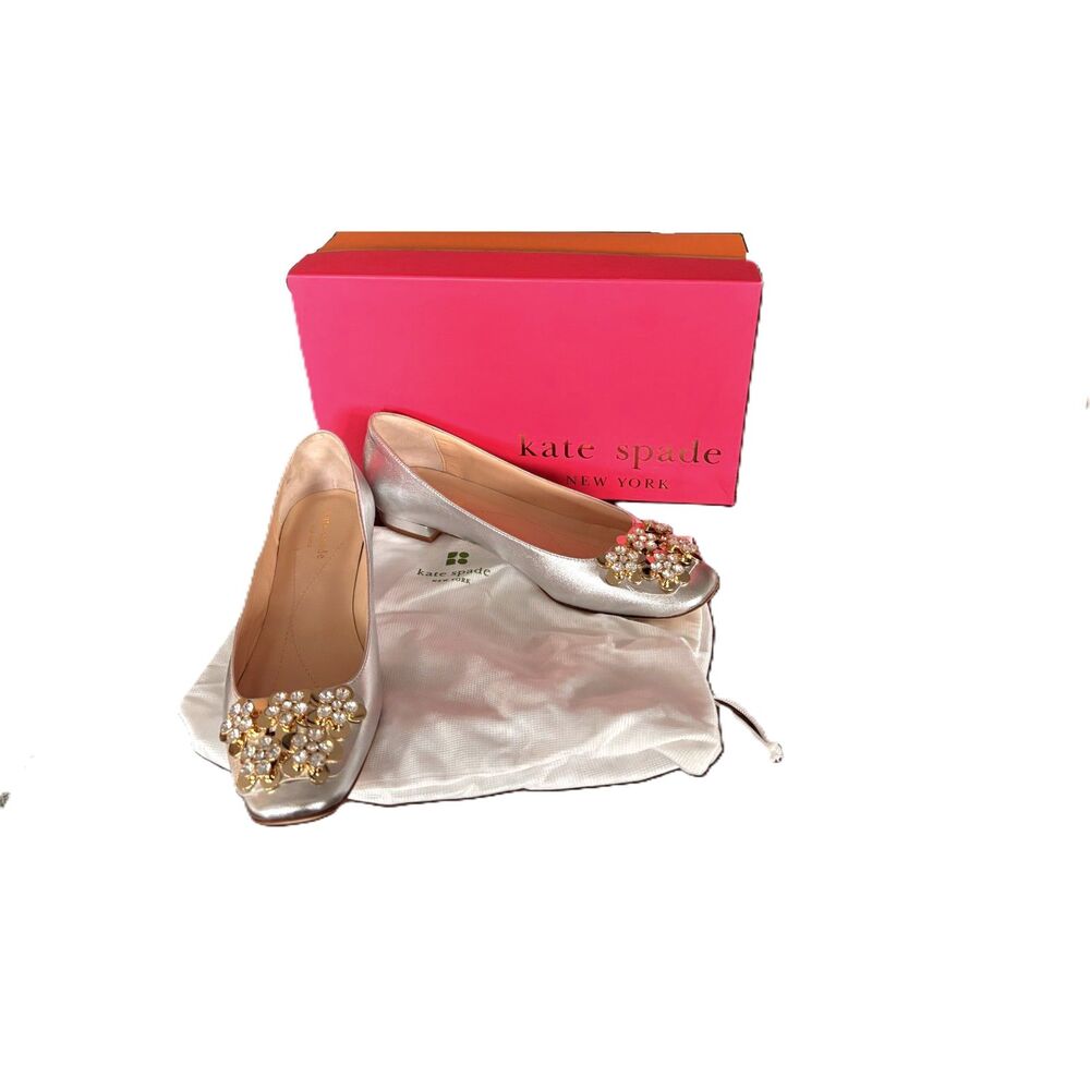 ✨ Kate Spade Nicolina Silver Metallic Leather Ballet Flats | Size 7 | NWT